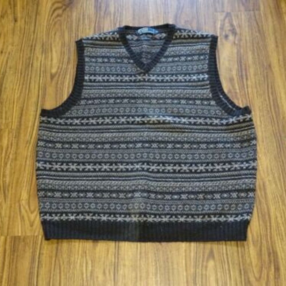 Polo Ralph Lauren Fair Isle Sweater Vest Size XL Brown